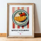 Kotlet Schabowy – on Striped Tablecloth, Polish Food Painting, in wooden frame leaning on the floor