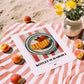 Kotlet Schabowy – on Striped Tablecloth, Polish Food Painting, unframed on coastal sand
