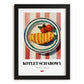 Kotlet Schabowy – on Striped Tablecloth, Polish Food Painting, in sleek black frame