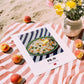 Pilav – on Striped Tablecloth, Turkish Food Print, unframed on coastal sand