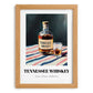 Tennessee Whiskey – on Striped Tablecloth, American Whiskey Painting, set in oak frame