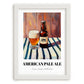 American Pale Ale (APA) – on Striped Tablecloth, American Beer Illustration, placed in minimal white frame
