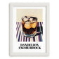 Dandelion And Burdock – on Striped Tablecloth, English Beverage Wall Print, placed in minimal white frame