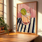 LemonLime & Bitters – on Striped Tablecloth, Australian Beverage Painting, clean layout with no caption