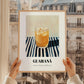 Guaraná – on Striped Tablecloth, Brazilian Cocktail Illustration, styled in a charming Paris street view