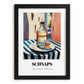 Schnaps – Austrian Outdoor Café Scene, Austrian Spirit Painting, in sleek black frame