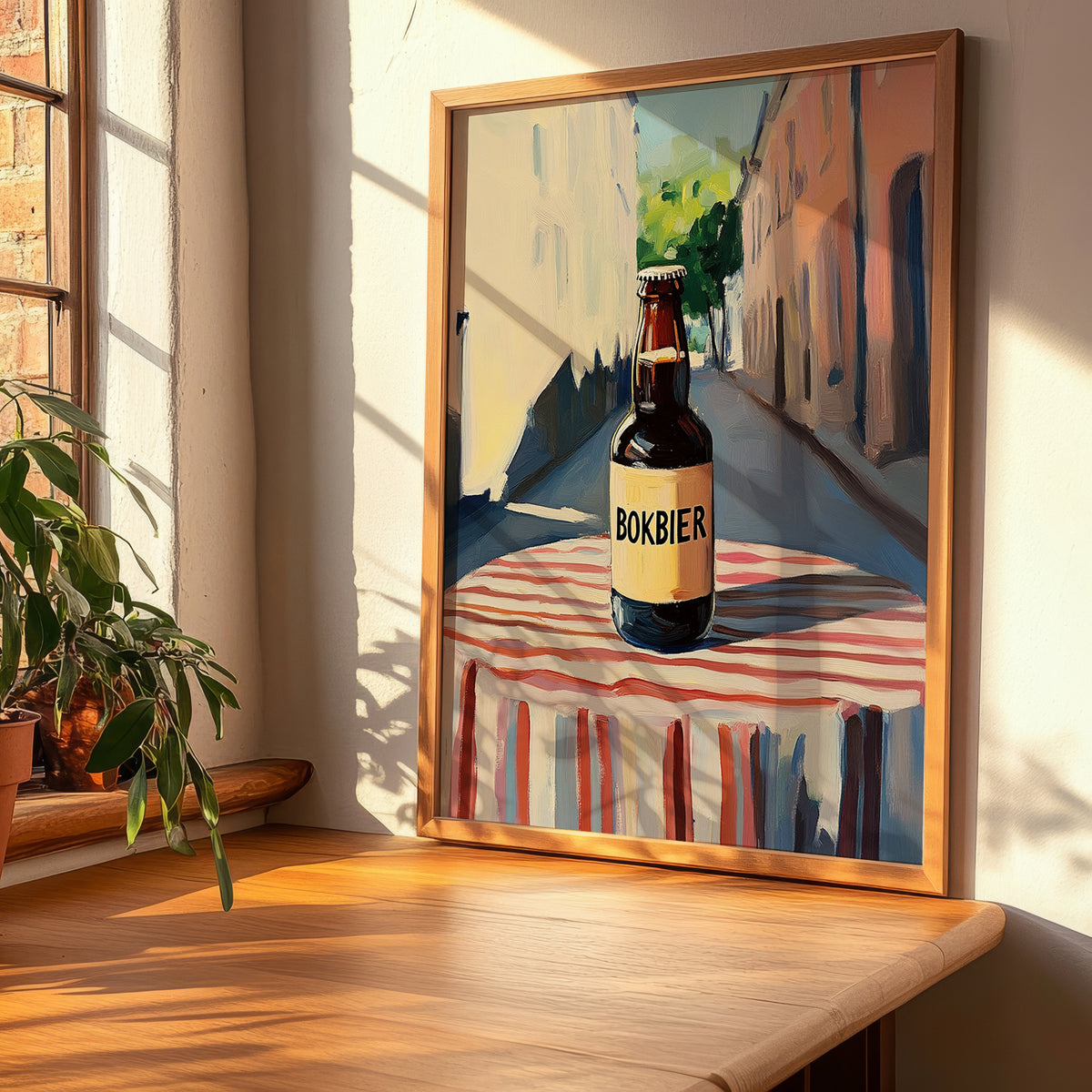 Bokbier – Dutch Street Café Scene, Dutch Beer Still Life, clean layout with no caption
