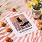 Scottish Ale – on Striped Tablecloth, Scottish Beer Illustration, unframed on coastal sand
