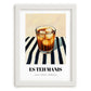 Es Teh Manis – on Striped Tablecloth, Indonesian Cocktail Print, placed in minimal white frame