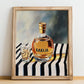 Rakija – on Striped Tablecloth, Serbian Spirit Wall Poster, no-text version framed in wood