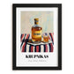 Krupnikas – on Striped Tablecloth, Lithuanian Beverage Painting, in sleek black frame