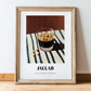 Jallab – on Striped Tablecloth, Syrian Coffee Wall Art, in wooden frame leaning on the floor