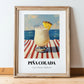 Piña Colada – Puerto Rican Coastal Café Moment, Puerto Rican Cocktail Poster, in wooden frame leaning on the floor
