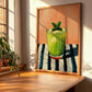 Limonana – on Striped Tablecloth, Israeli Lemonade Still Life, clean layout with no caption