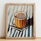 Libyan Tea – on Striped Tablecloth, Libyan Beverage Still Life, no-text version framed in wood