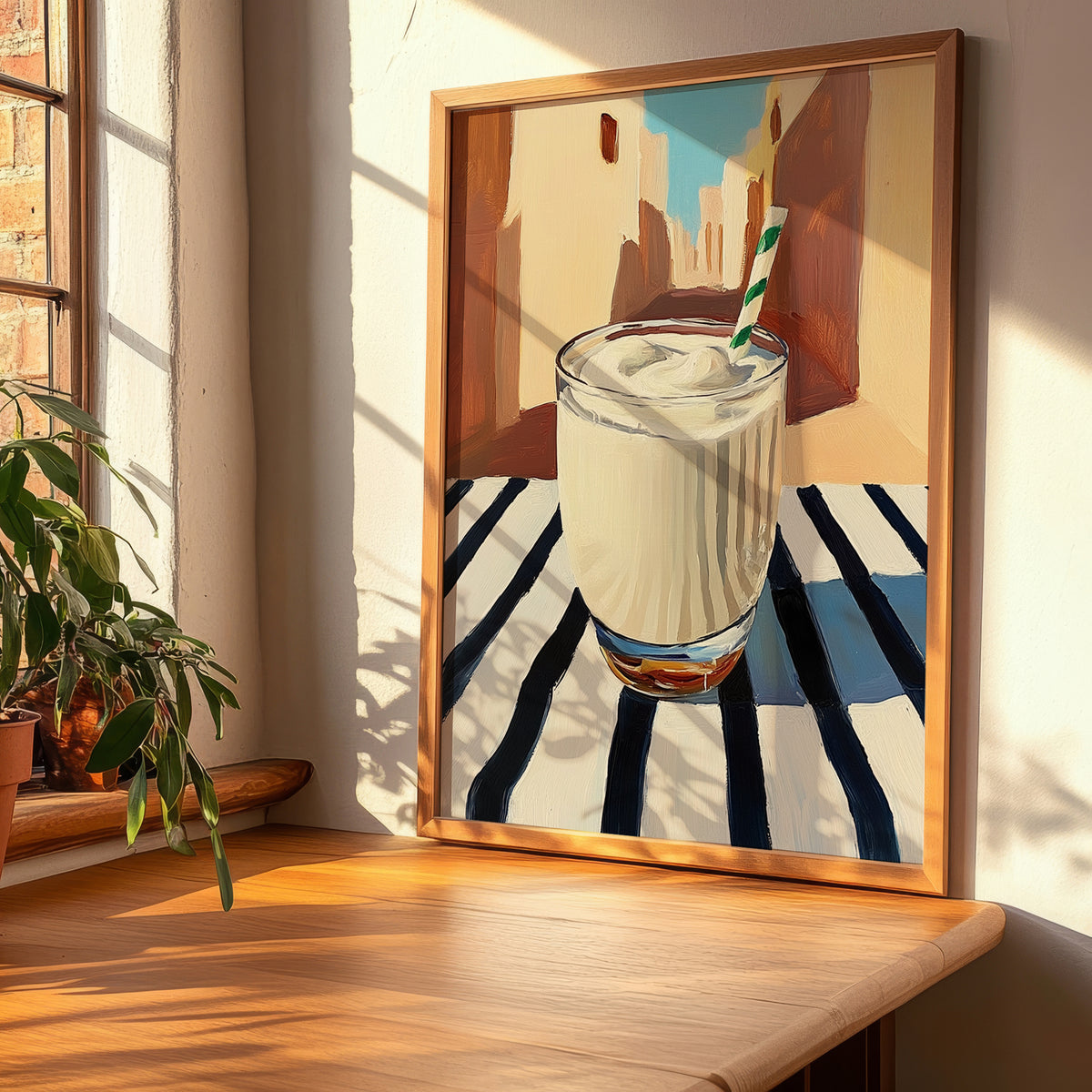 Shinina – Iraqi Urban Café Scene, Iraqi Beverage Painting, clean layout with no caption