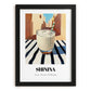 Shinina – Iraqi Urban Café Scene, Iraqi Beverage Painting, in sleek black frame