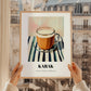 Karak – on Striped Tablecloth, Qatari Beverage Wall Decor, styled in a charming Paris street view