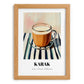 Karak – on Striped Tablecloth, Qatari Beverage Wall Decor, set in oak frame