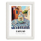 Lao Lao – Laos Urban Café Scene, Laos Wine Illustration, placed in minimal white frame