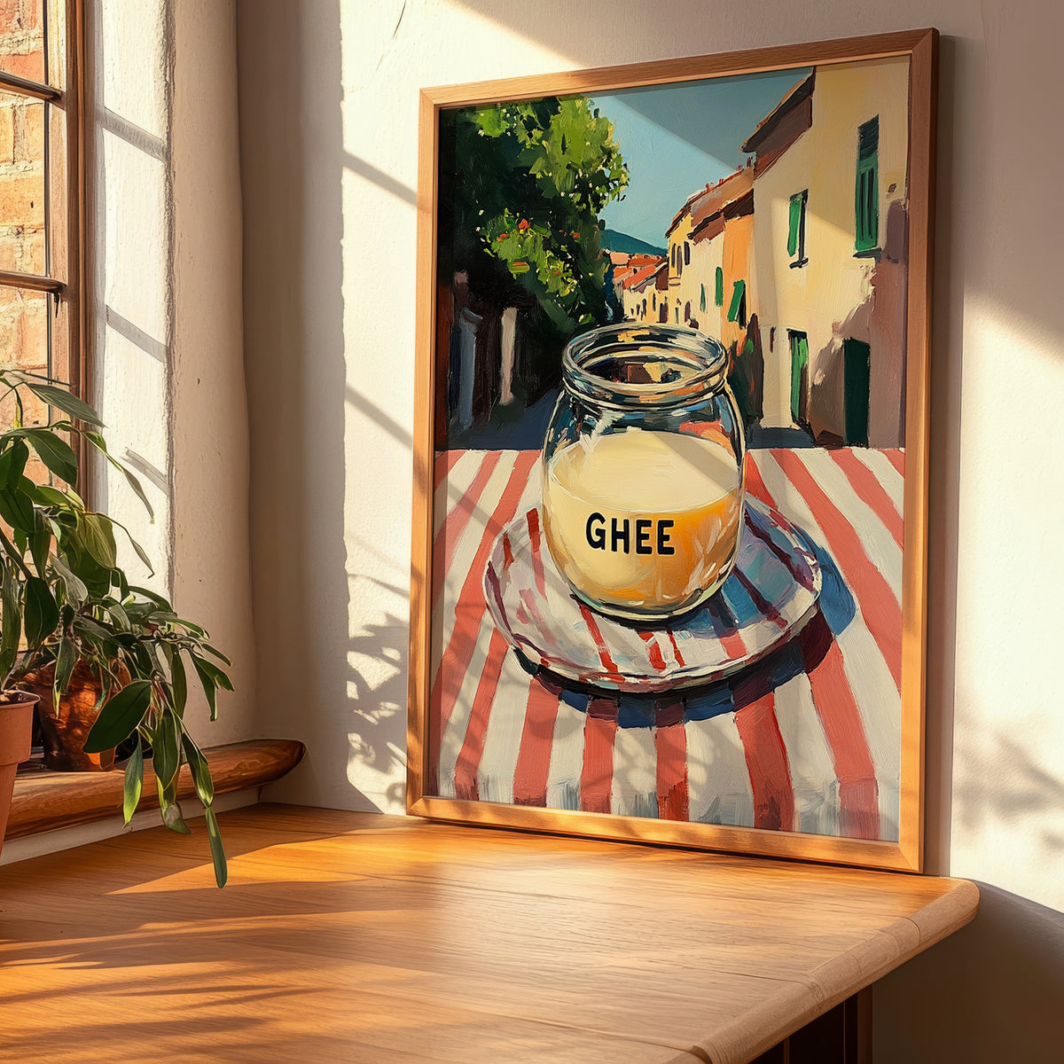Ghee – Italian Street Café Scene, Pantry Painting, clean layout with no caption