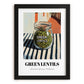Green Lentils – Italian Café on the Corner, Kitchen Storage Illustration, in sleek black frame