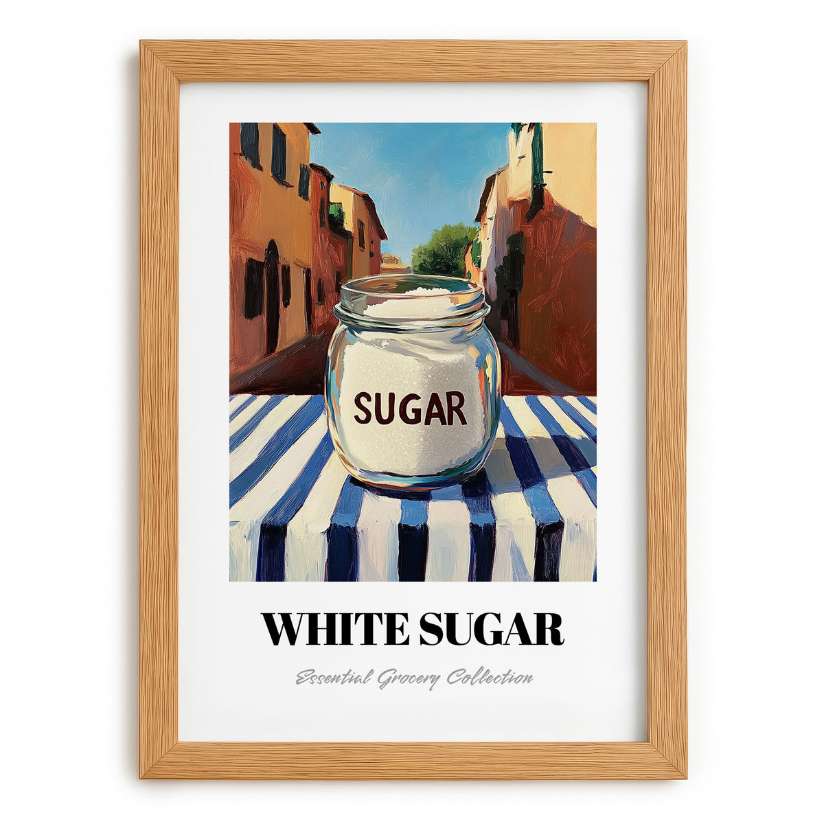 White Sugar – Italian Café on the Corner, Sweetener Poster, set in oak frame