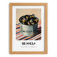 Mussels – on Striped Tablecloth, Canned Food Art, set in oak frame