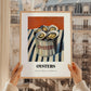 Oysters – on Striped Tablecloth, Canned Food Wall Illustration, styled in a charming Paris street view