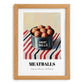 Meatballs – on Striped Tablecloth, Canned Food Poster, set in oak frame