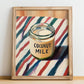 Coconut Milk – on Striped Tablecloth, Dairy Poster, no-text version framed in wood