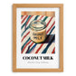 Coconut Milk – on Striped Tablecloth, Dairy Poster, set in oak frame