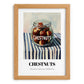 Chestnuts – on Striped Tablecloth, Nuts Print, set in oak frame
