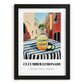 Cucumber Lemonade – Italian Street Café Scene, Lemonade Painting, in sleek black frame