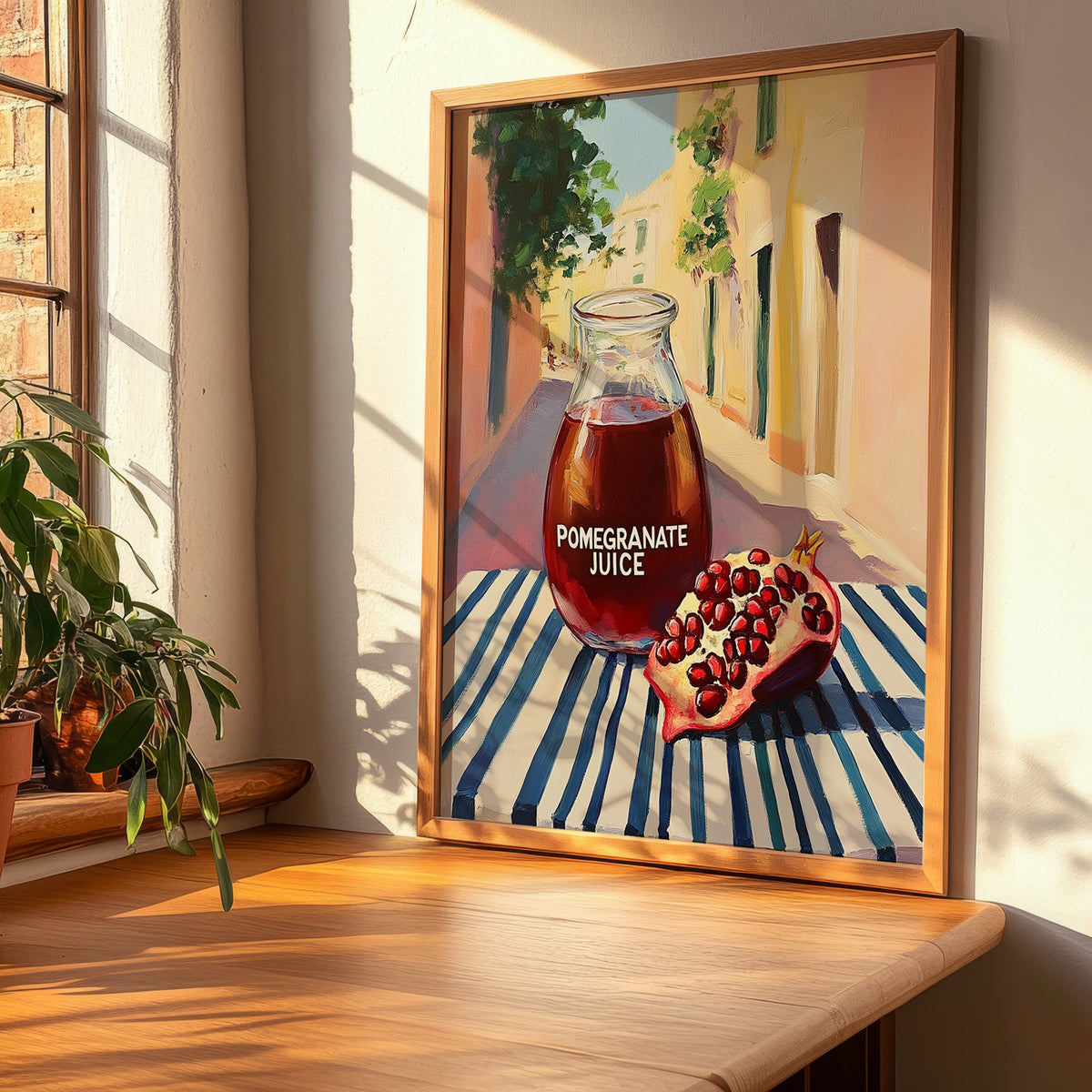 Pomegranate Juice – Italian Outdoor Café Scene, Lemonade Painting, clean layout with no caption