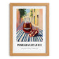 Pomegranate Juice – Italian Outdoor Café Scene, Lemonade Painting, set in oak frame