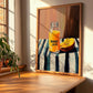 Mango Juice – on Striped Tablecloth, Lemonade Still Life, clean layout with no caption