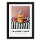 Grapefruit Juice – on Striped Tablecloth, Lemonade Wall Art, in sleek black frame