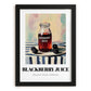Blackberry Juice – on Striped Tablecloth, Lemonade Wall Painting, in sleek black frame