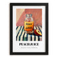 Peach Juice – on Striped Tablecloth, Lemonade Still Life, in sleek black frame