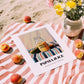 Papaya Juice – on Striped Tablecloth, Lemonade Illustration, unframed on coastal sand