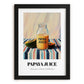 Papaya Juice – on Striped Tablecloth, Lemonade Illustration, in sleek black frame