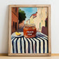 Peach Jam – Italian Street Café Scene, Jam Poster, no-text version framed in wood