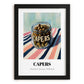 Capers – on Striped Tablecloth, Canned Vegetables Painting, in sleek black frame