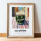 Jalapenos – Italian Urban Café Scene, Canned Vegetables Still Life, in wooden frame leaning on the floor