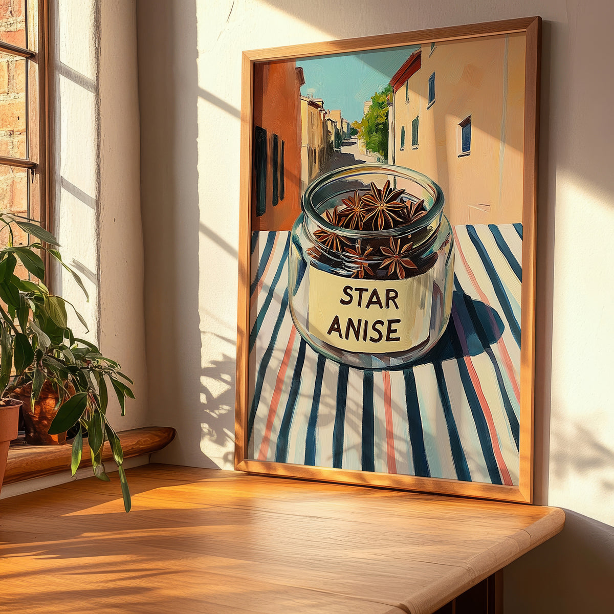 Star Anise – Italian Street Café Scene, Spices Still Life, clean layout with no caption
