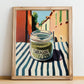 Tarragon – Italian Urban Café Scene, Spices Wall Decor, no-text version framed in wood