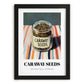 Caraway Seeds – on Striped Tablecloth, Spices Wall Poster, in sleek black frame