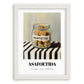 Asafoetida – on Striped Tablecloth, Spices Still Life, placed in minimal white frame