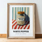 White Pepper – on Striped Tablecloth, Spices Art, in wooden frame leaning on the floor
